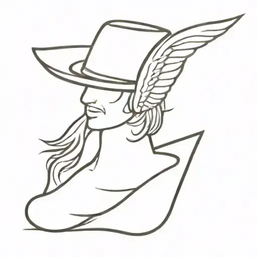 Cowboy Hat On The Side View With Angel Wings Spread