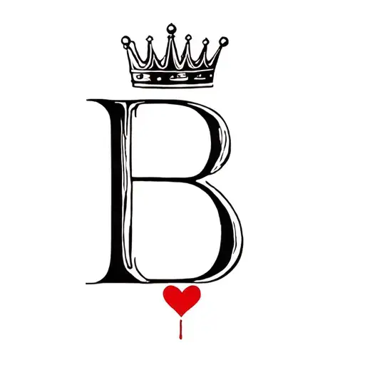 Letter B With Crown And Heart