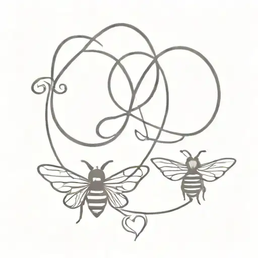 Two Littlebit Different Dumble Bees And Infinity Symbol With Heart