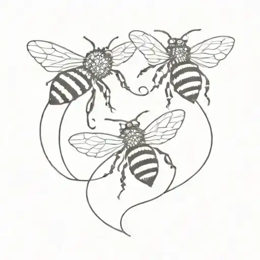 Line Art Two Little Bees And Infinity