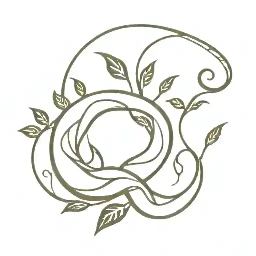 A Minimalist Design Of A Snake Shedding Its Skin With A Background Of Leaves And Vines