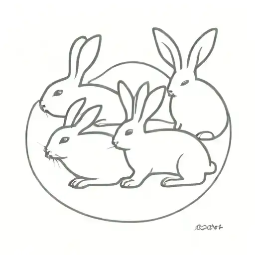 3 Rabbits On A Thin Black Line