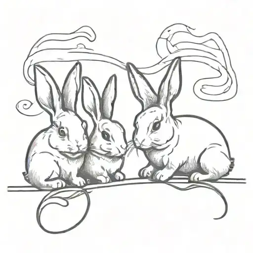 3 Rabbits On The Same Thin Black Line