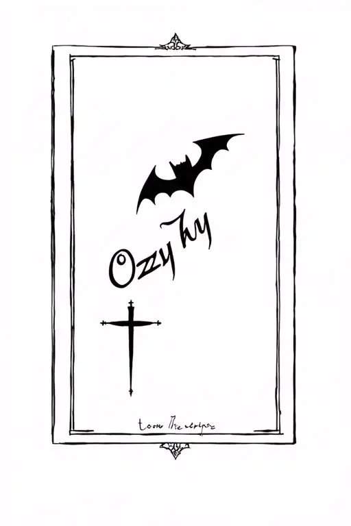 Write Ozzy With The Image Of A Bat And A Cross