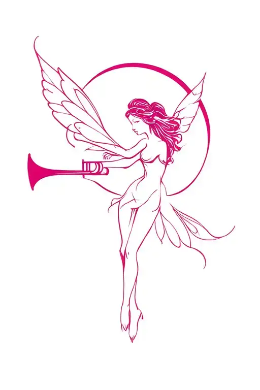 Modern Bell Fairy With Initial Pink Trumpet M