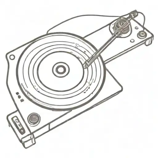 A Minimalist Tattoo Of A Dj Turntable With Abstract Lines Representing Music Waves