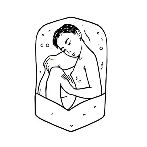 Cartoon Person Cuddling Inside Skin Pocket