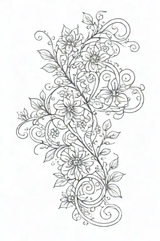 Flowered Vine Tattoo In The Shape Of Infinity Symbol