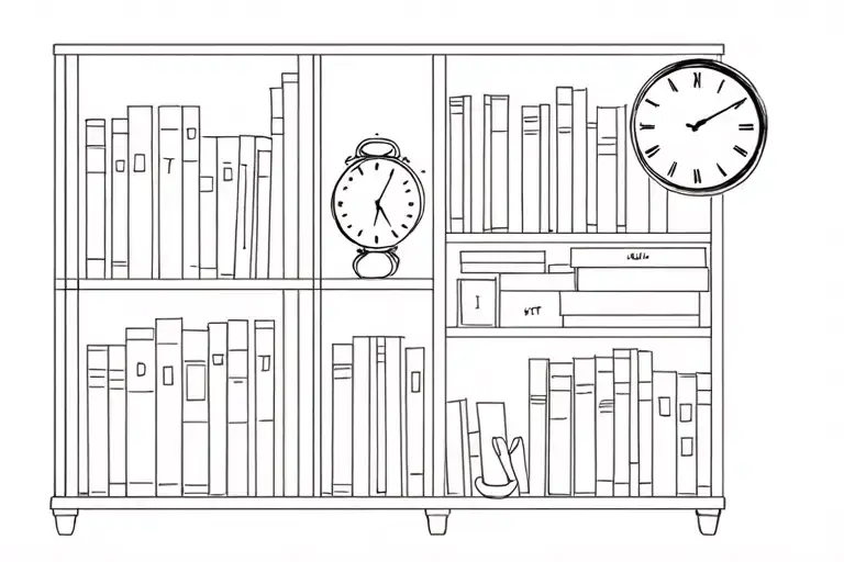 Picture Wall With Bookshelf And Clock Face