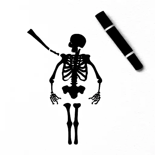 Skeleton Smoking Cigarette