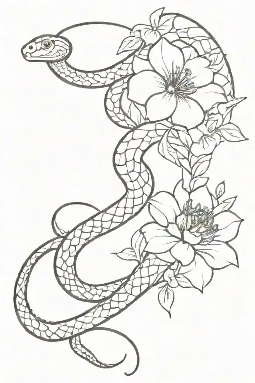 Snake And Flowers