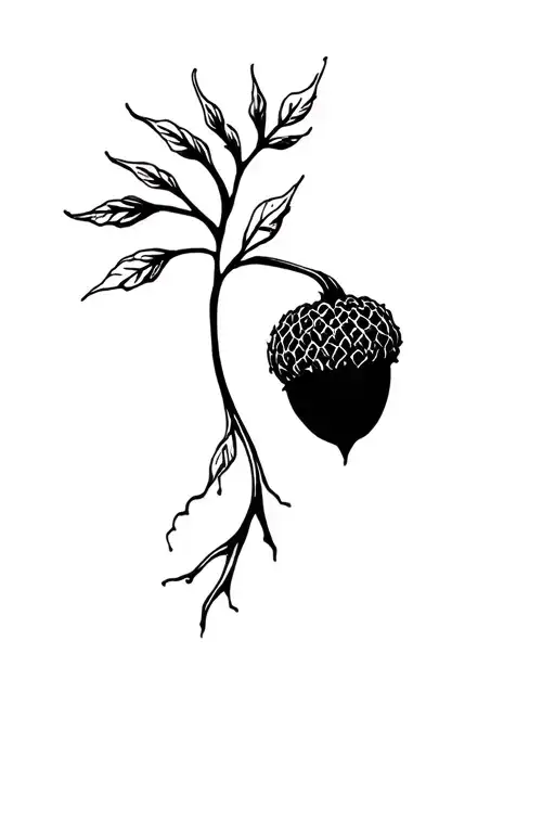 Acorn And Oak Mother And Son Tattoo Simple