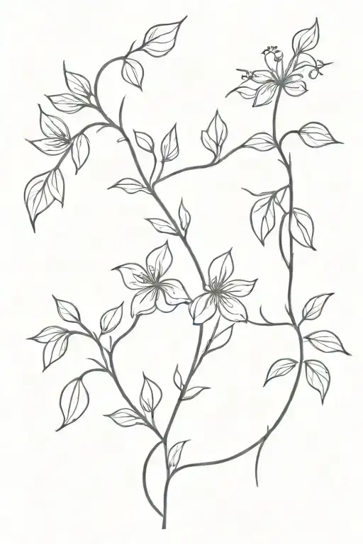 Vine And Flowers Growing