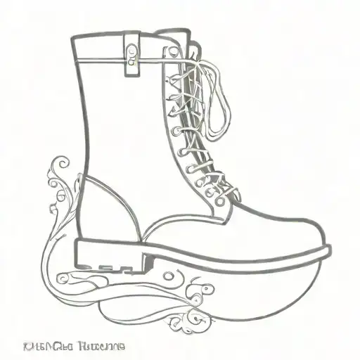 Riding Boot Memorial Date Tattoo Design