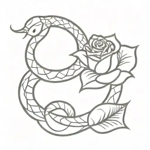 Snake Coiled Around Rose