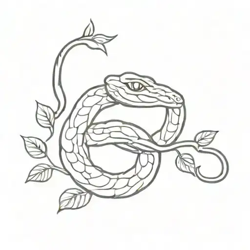 Snake Coiled Around Branch Rose