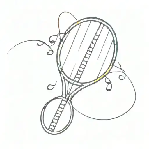 A Minimalist Tattoo Of A Tennis Racket And Music Notes Intertwined