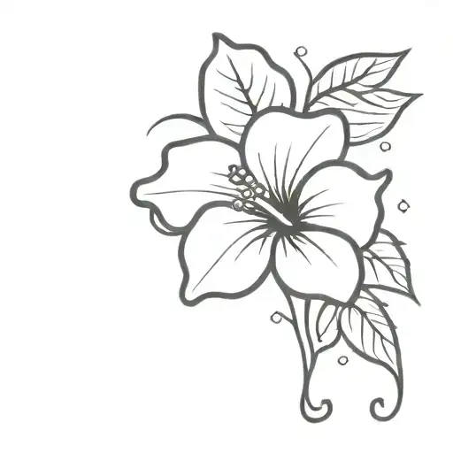 Simple Hibiscus With Abstract Letter B In Middle