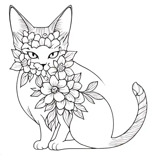 Ghost Cat With Flowers