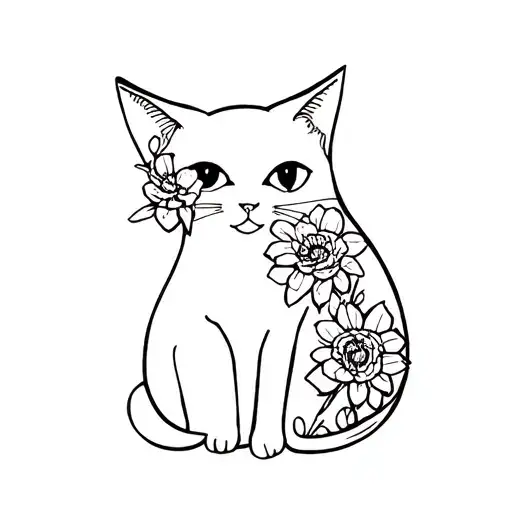 Ghost Cat With Flowers