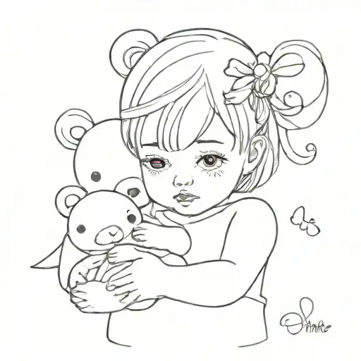 A Little Girl With Stuffed Animals