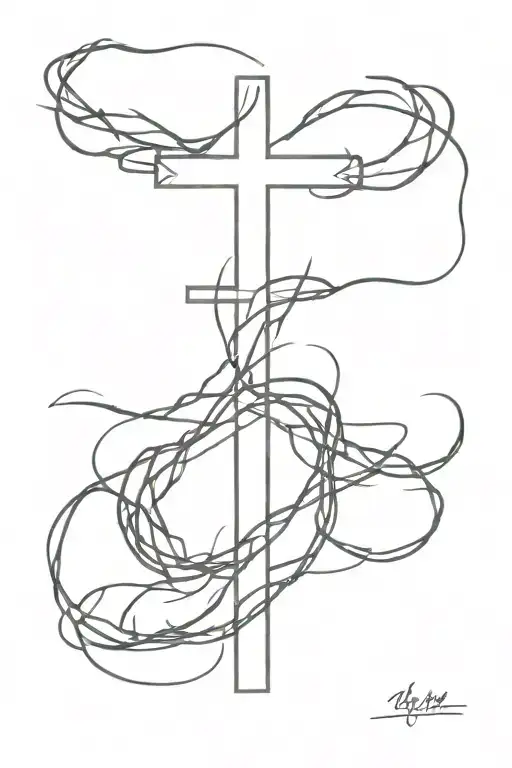 Three Crosses With Crown Of Thorns