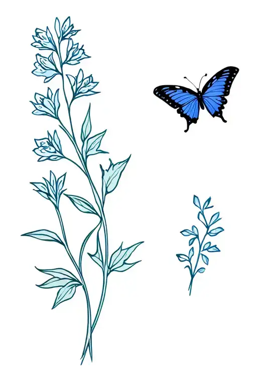 Larkspur And Butterfly