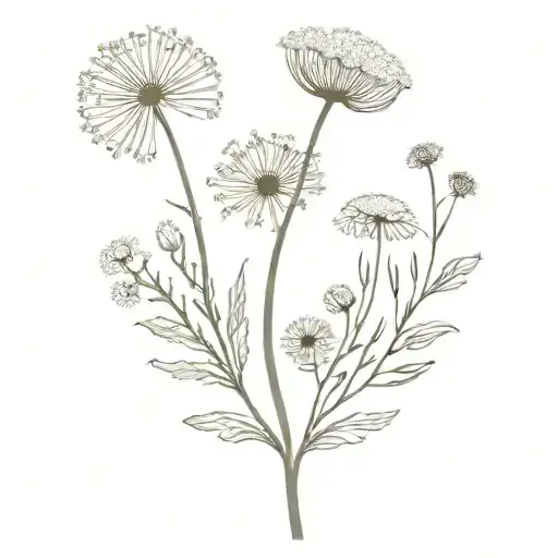 Birth Flower Bouqet With Dandelion And Daisy Flower