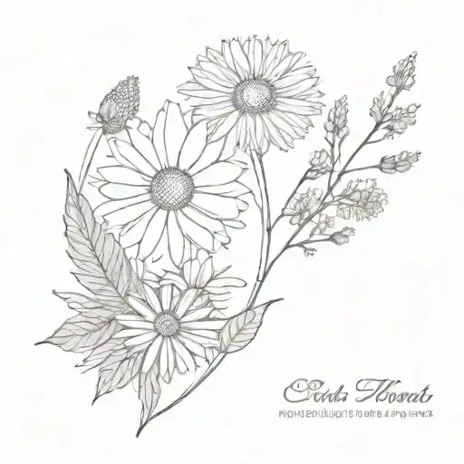 Birth Flower Bouqet With Dandelion And Daisy Chain