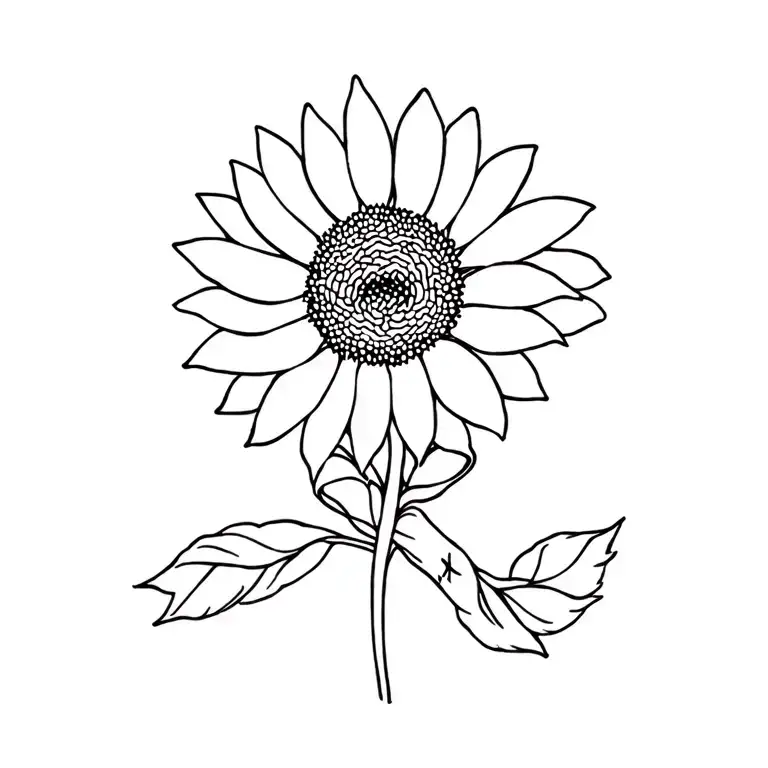 Small Fine Line Dainty Sunflower With Brain Cancer Ribbon