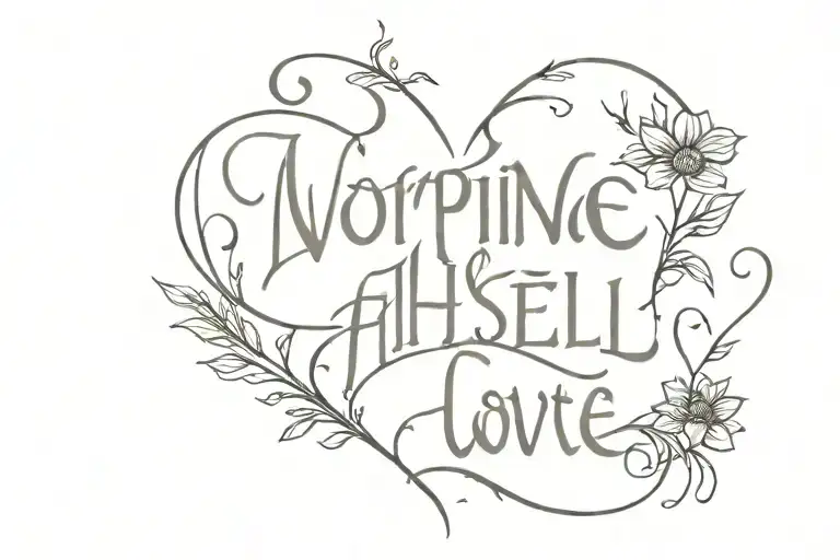 Inspiring Written Tattoo About A Women That Should Learn To Love Herself