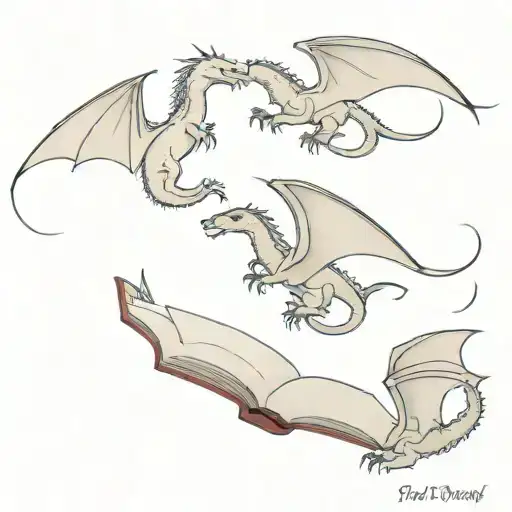 3 Dragons Flying Out Of A Book