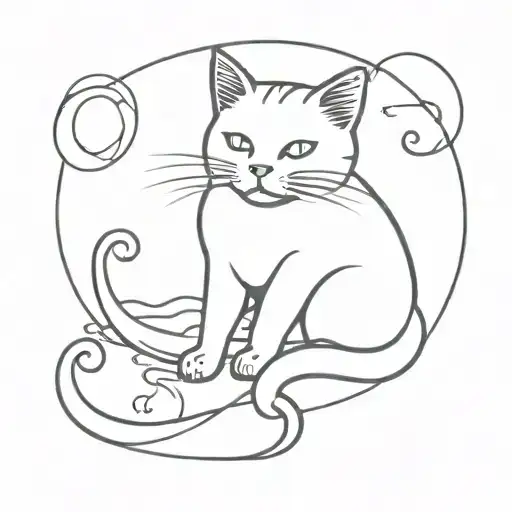 Floating Ink Cat Playing