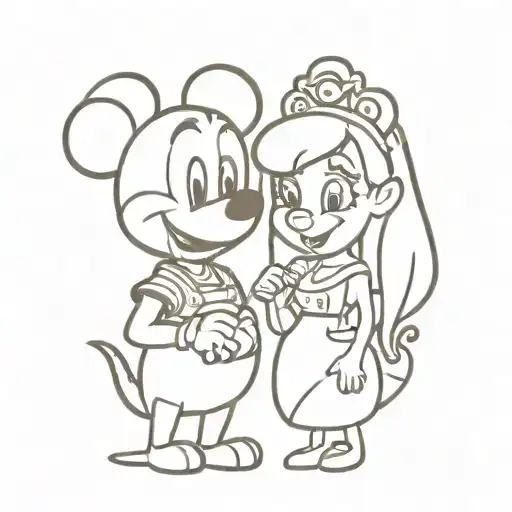 Pair Tattoo Design Featuring Characters Disney Series