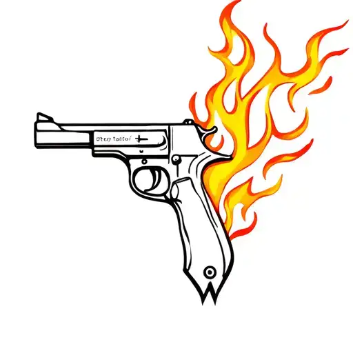 Gun And Fire Flames