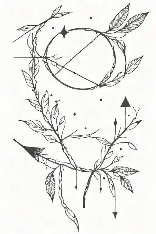 Arrow And Moon With A Twig On The Collarbone