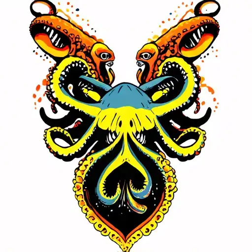 Sharks And Octopus Colorful