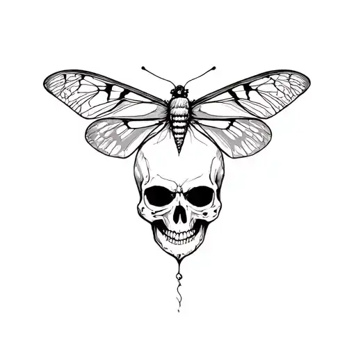 Skull And Moth Emerging