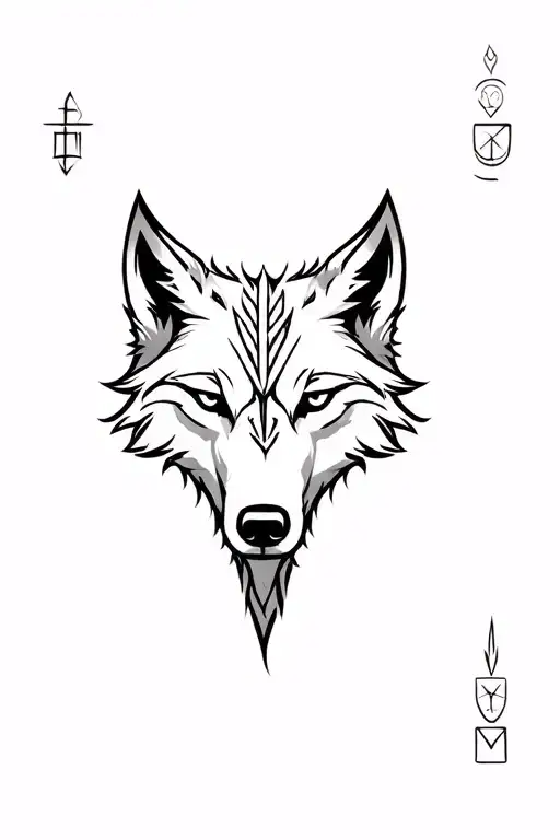 Wolf Head With Viking Runes