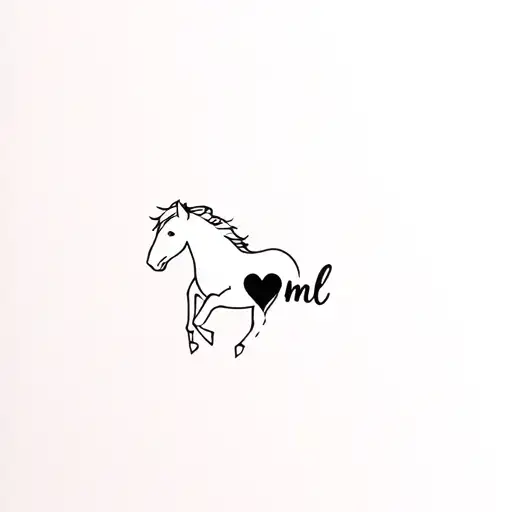 One Small White Horse Galloping And A Small Black Heart Or The Word Loml