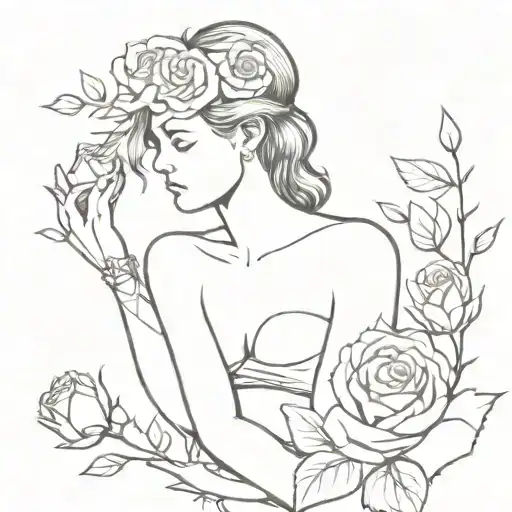 Warrior Woman Trees Roses Wrapped