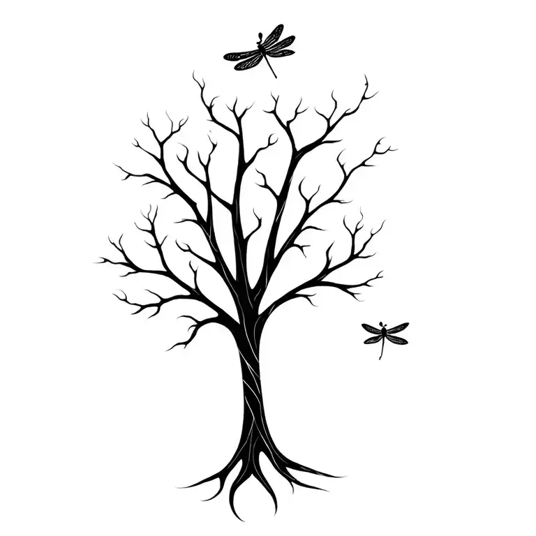 Tree Of Life With Dragonfly Flying