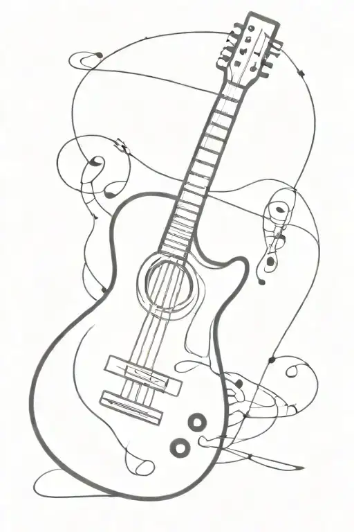 Guitar With Musical Staff Intertwined