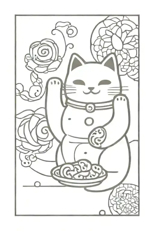 Lucky Cat Holding A Cookie