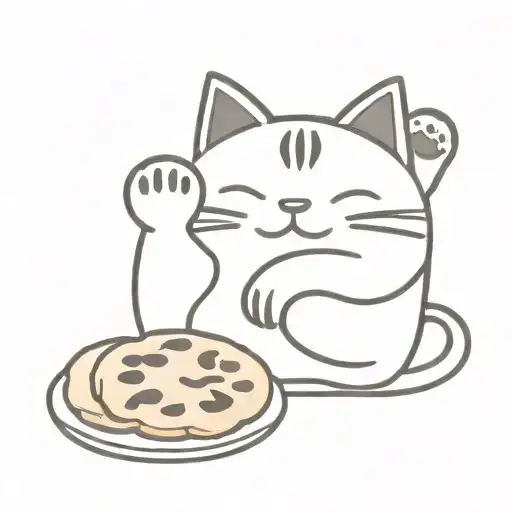 Lucky Cat Holding A Cookie