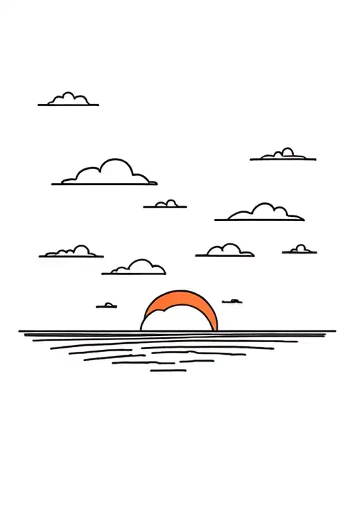 Sunset With Clouds Floating