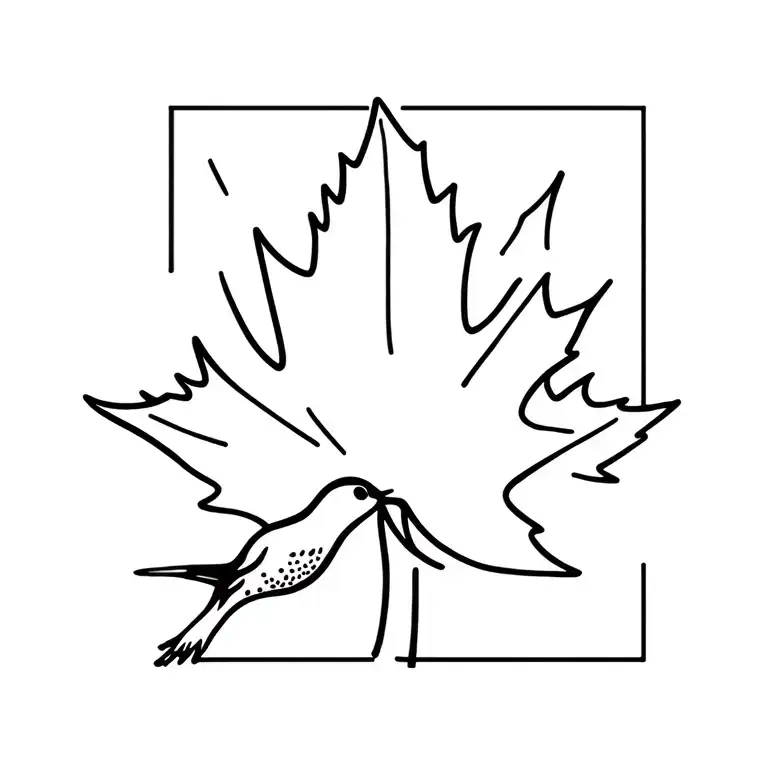 Maple Leaf And Hummingbird Surrounded