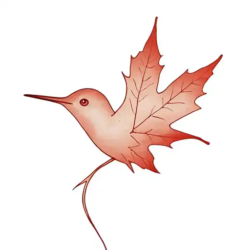 Maple Leaf And Hummingbird
