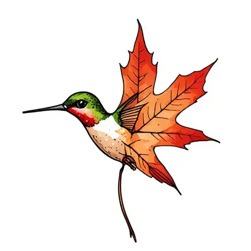 Maple Leaf And Hummingbird