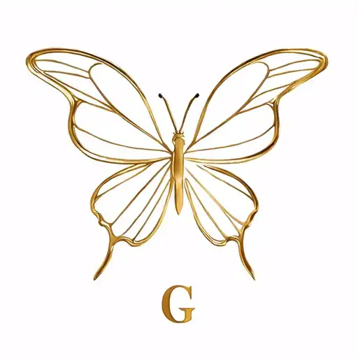 Metallic Style Butterfly With Initial A And G